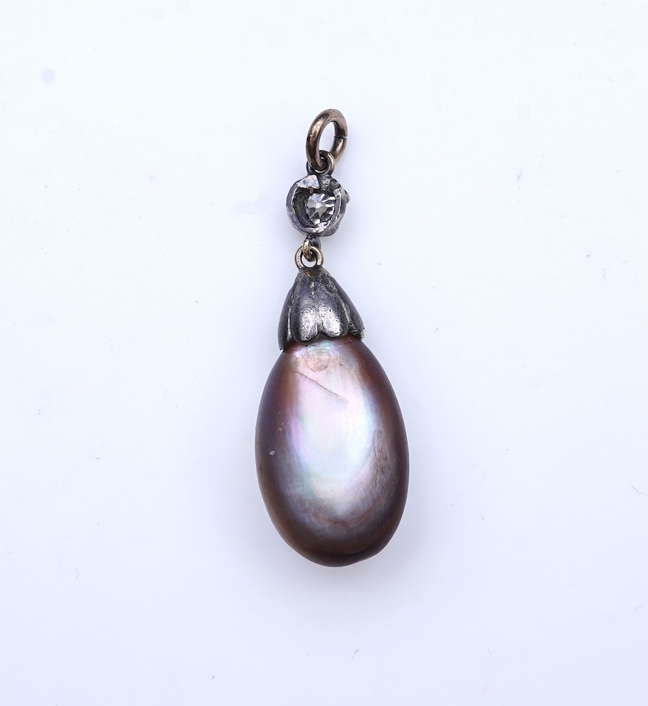 A Victorian blister pearl and diamond pendant, late 19th century